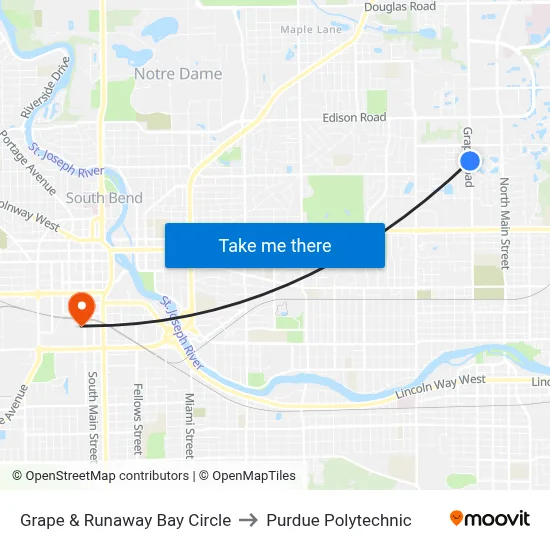 Grape & Runaway Bay Circle to Purdue Polytechnic map