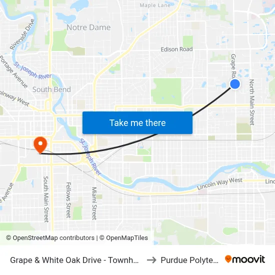 Grape & White Oak Drive - Townhouse East to Purdue Polytechnic map