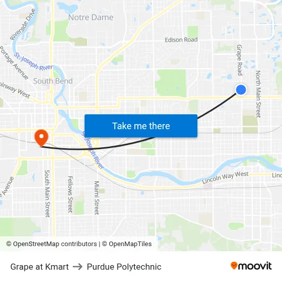 Grape at Kmart to Purdue Polytechnic map