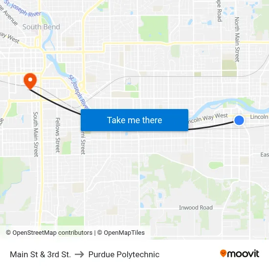Main St & 3rd St. to Purdue Polytechnic map