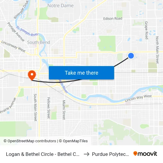 Logan & Bethel Circle - Bethel College to Purdue Polytechnic map