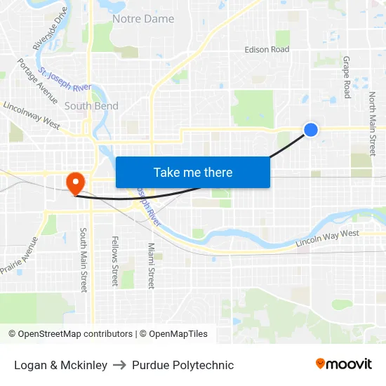 Logan & Mckinley to Purdue Polytechnic map
