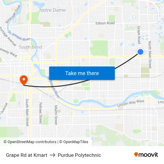 Grape Rd at Kmart to Purdue Polytechnic map