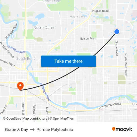 Grape & Day to Purdue Polytechnic map