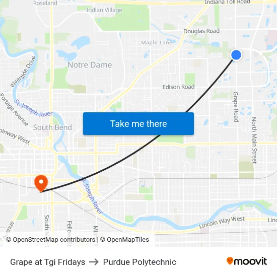 Grape at Tgi Fridays to Purdue Polytechnic map