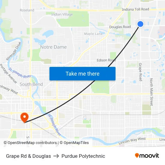 Grape Rd & Douglas to Purdue Polytechnic map