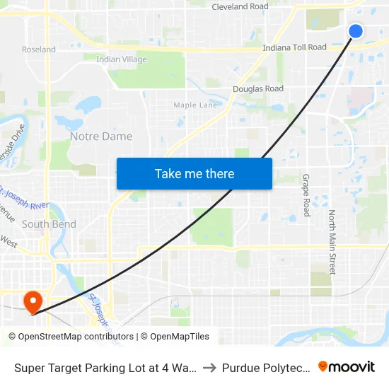 Super Target Parking Lot at 4 Way Stop to Purdue Polytechnic map