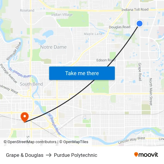 Grape & Douglas to Purdue Polytechnic map