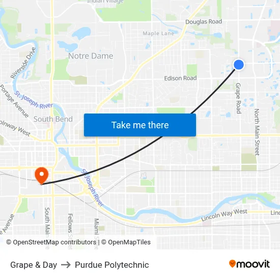 Grape & Day to Purdue Polytechnic map