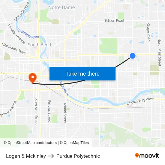 Logan & Mckinley to Purdue Polytechnic map