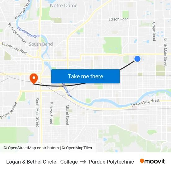 Logan & Bethel Circle - College to Purdue Polytechnic map
