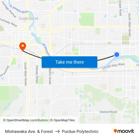 Mishawaka Ave. & Forest to Purdue Polytechnic map