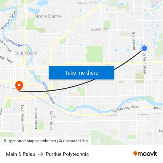 Main & Palau to Purdue Polytechnic map