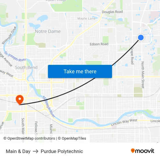 Main & Day to Purdue Polytechnic map