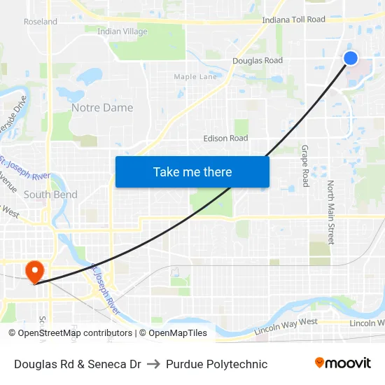 Douglas Rd & Seneca Dr to Purdue Polytechnic map