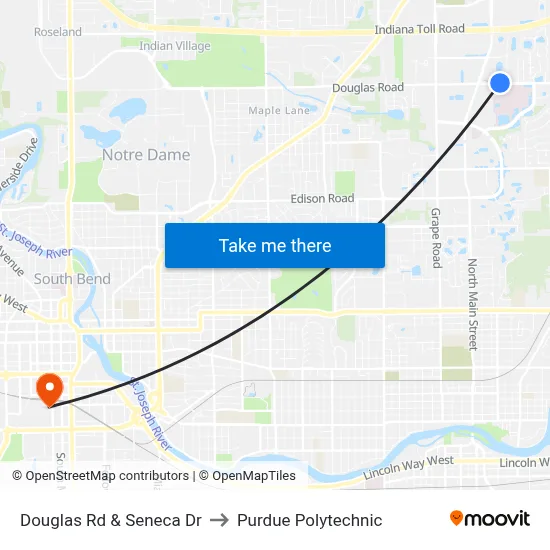 Douglas Rd & Seneca Dr to Purdue Polytechnic map