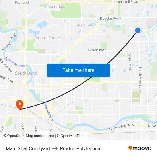 Main St at Courtyard to Purdue Polytechnic map