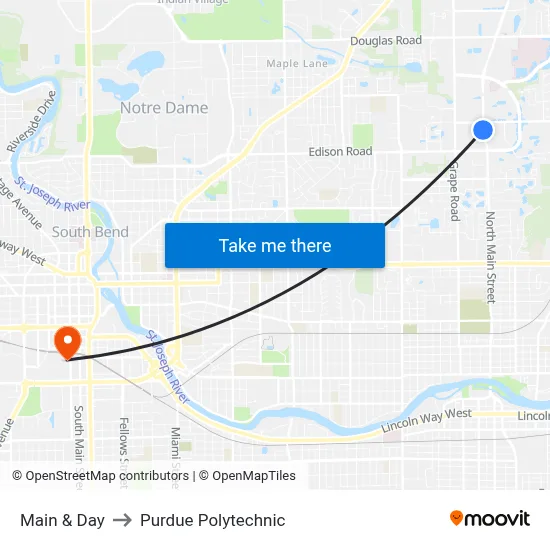 Main & Day to Purdue Polytechnic map