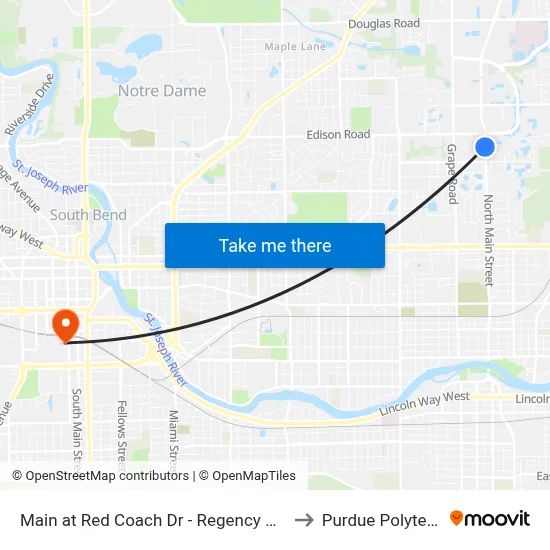 Main at Red Coach Dr - Regency Club Apts. to Purdue Polytechnic map