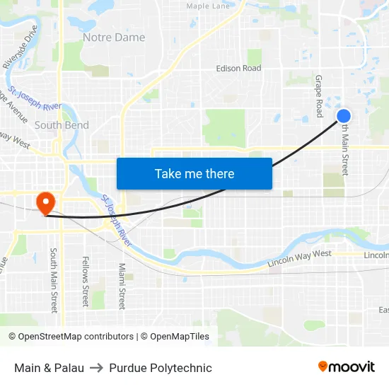 Main & Palau to Purdue Polytechnic map