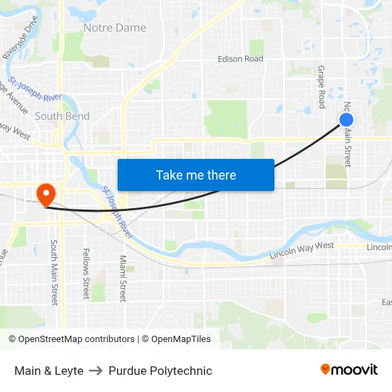 Main & Leyte to Purdue Polytechnic map