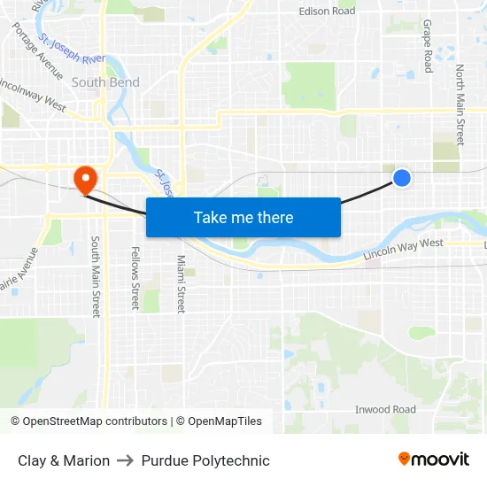 Clay & Marion to Purdue Polytechnic map