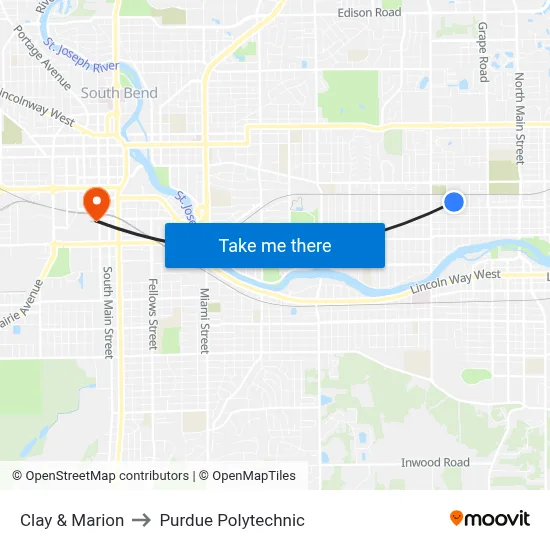 Clay & Marion to Purdue Polytechnic map