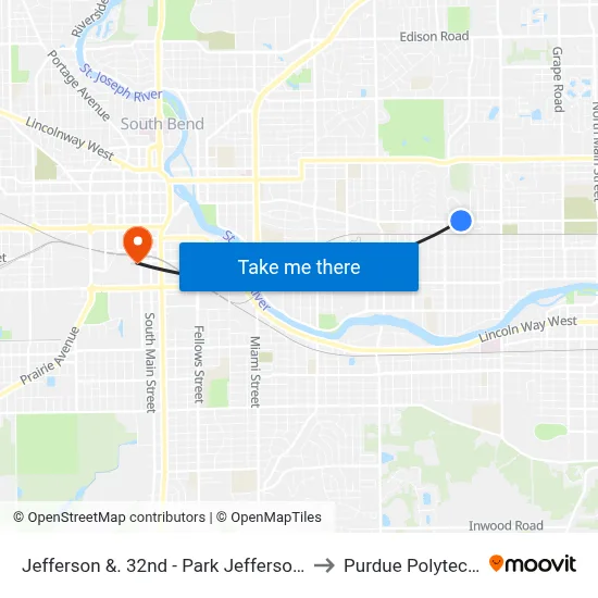 Jefferson &. 32nd - Park Jefferson Apts. to Purdue Polytechnic map