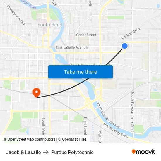 Jacob & Lasalle to Purdue Polytechnic map