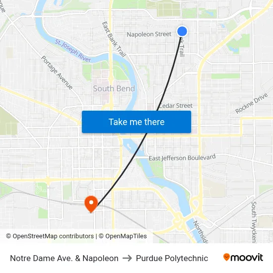 Notre Dame Ave. & Napoleon to Purdue Polytechnic map