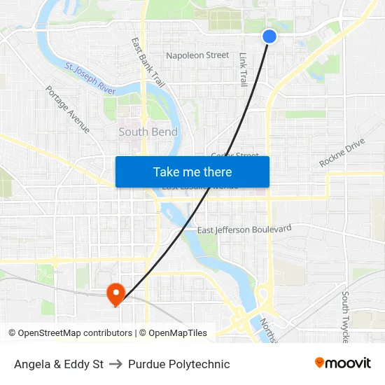 Angela & Eddy St to Purdue Polytechnic map