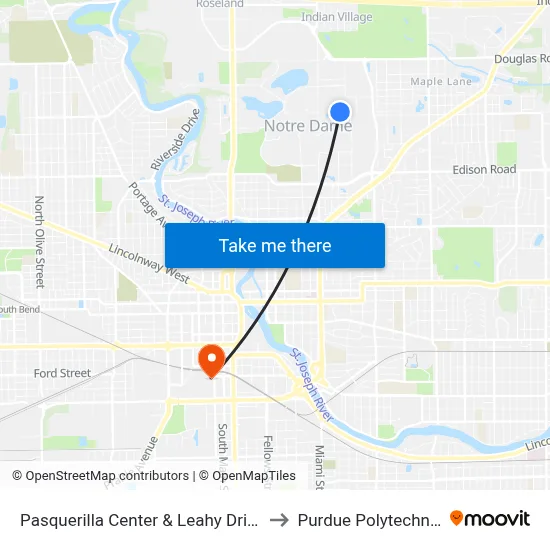Pasquerilla Center & Leahy Drive to Purdue Polytechnic map