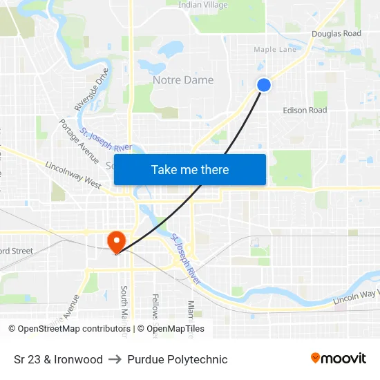 Sr 23 & Ironwood to Purdue Polytechnic map