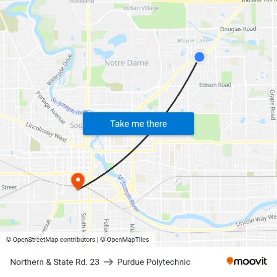 Northern & State Rd. 23 to Purdue Polytechnic map