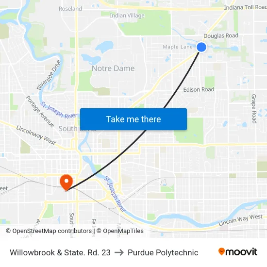 Willowbrook & State. Rd. 23 to Purdue Polytechnic map