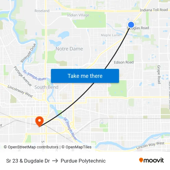 Sr 23 & Dugdale Dr to Purdue Polytechnic map