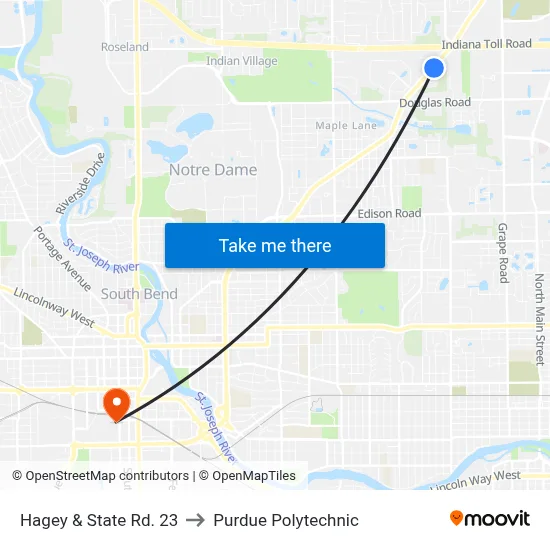 Hagey & State Rd. 23 to Purdue Polytechnic map