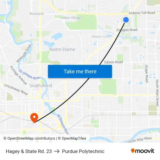 Hagey & State Rd. 23 to Purdue Polytechnic map