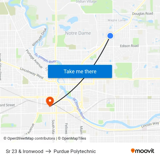Sr 23 & Ironwood to Purdue Polytechnic map