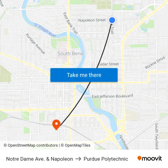 Notre Dame Ave. & Napoleon to Purdue Polytechnic map
