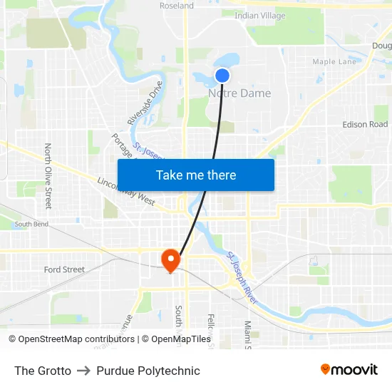 The Grotto to Purdue Polytechnic map