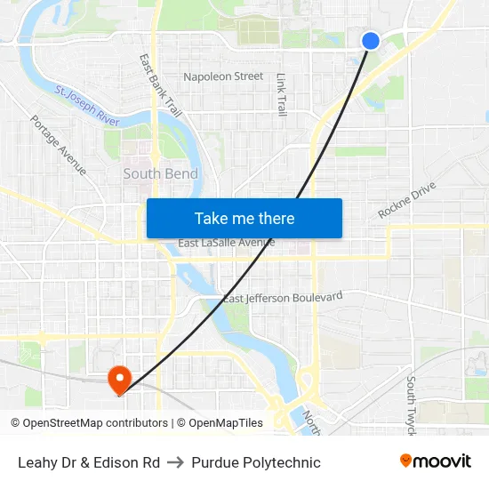 Leahy Dr & Edison Rd to Purdue Polytechnic map