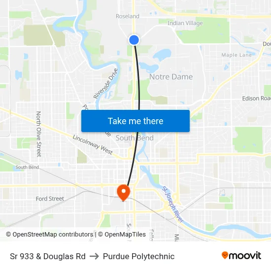 Sr 933 & Douglas Rd to Purdue Polytechnic map