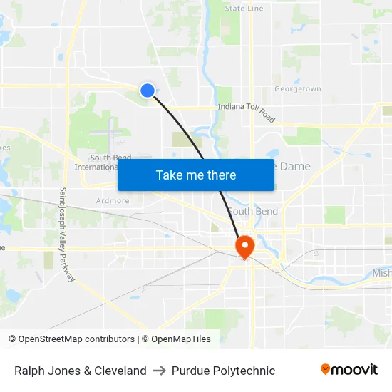 Ralph Jones & Cleveland to Purdue Polytechnic map