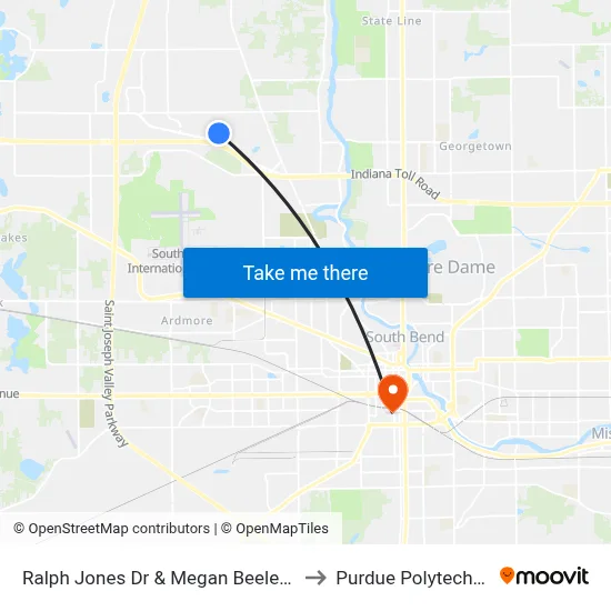 Ralph Jones Dr & Megan Beeler Ct to Purdue Polytechnic map