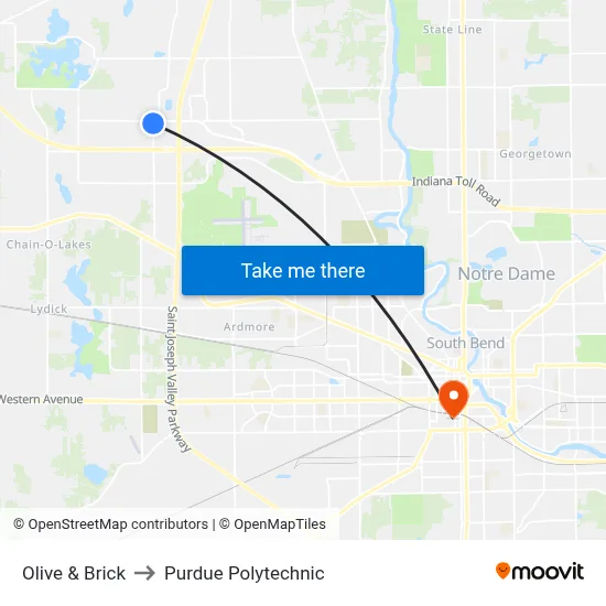 Olive & Brick to Purdue Polytechnic map