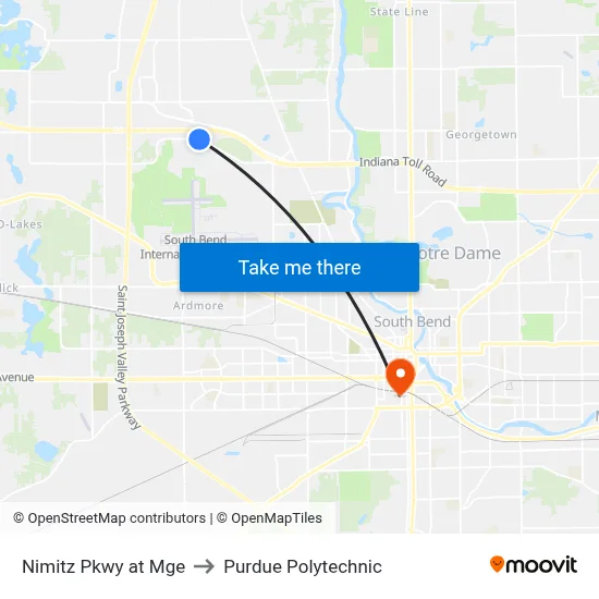 Nimitz Pkwy at Mge to Purdue Polytechnic map