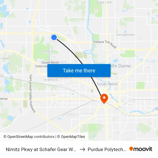 Nimitz Pkwy at Schafer Gear Works to Purdue Polytechnic map