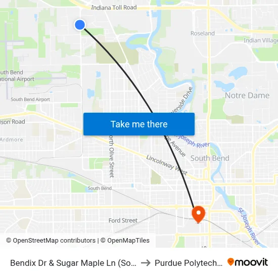 Bendix Dr & Sugar Maple Ln (South) to Purdue Polytechnic map