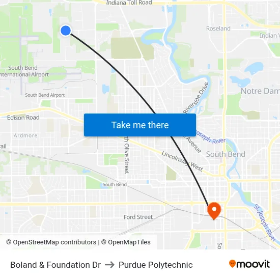 Boland & Foundation Dr to Purdue Polytechnic map